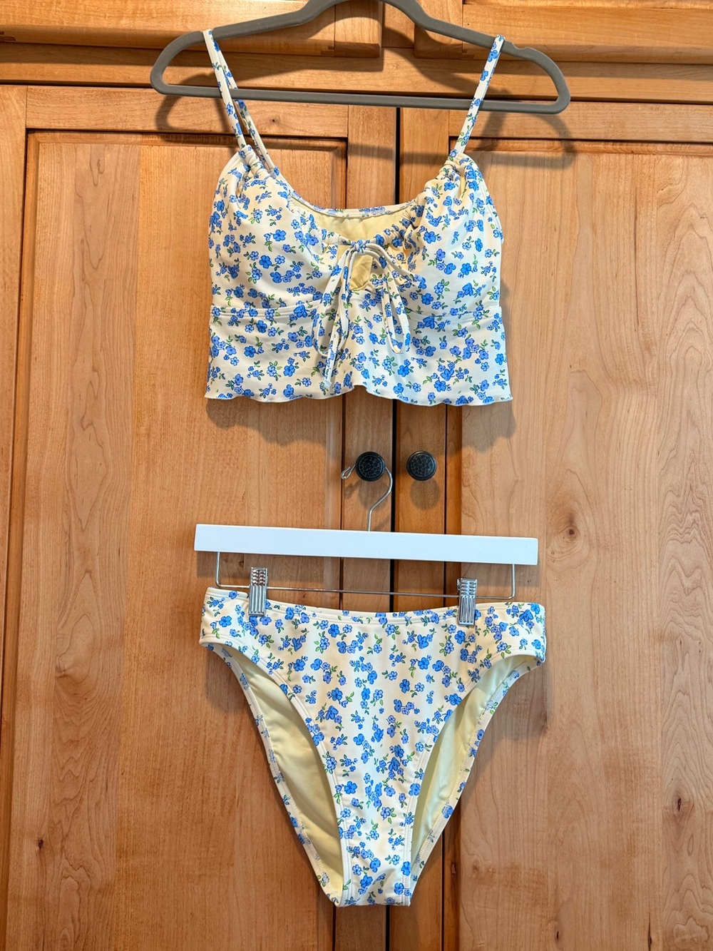 Cupshe Yellow and Blue Floral Two-Piece Bikini Set